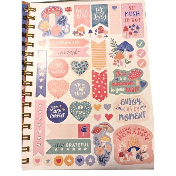 Clementine Mushroom Journal Pen Sticker Sheet Spiral Bound College Ruled - Picture 5 of 5